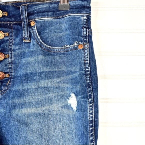Madewell 10” High Rise Skinny Jeans Size 30 Button Fly Raw Hem Medium Wash Blue - Picture 4 of 14